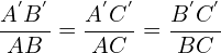 \[\frac{A^{'}B^{'}}{AB}=\frac{A^{'}C^{'}}{AC}= \frac{B^{'}C^{'}}{BC}\]