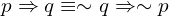 \[p \Rightarrow q \equiv \sim q \Rightarrow \sim p\]