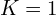 K=1