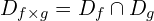 \[D_{f\times g}= D_{f} \cap D_{g}\]