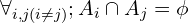 \[\forall_{i,j(i \neq j)} ; A_{i} \cap A_{j}=\phi\]