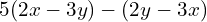 \[5(2x-3y)-(2y-3x)\]