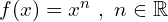 f(x)=x^{n}\,\,,\,\,n \in \Bbb{R}