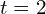 t=2