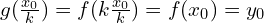 g(\frac{x_{0}}{k})=f(k\frac{x_{0}}{k})=f(x_{0})=y_{0}
