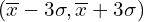 (\overline{x}-3\sigma,\overline{x}+3\sigma)