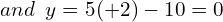 \[and \,\,\, y=5(+2)-10=0\]