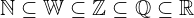 \Bbb{N}\subseteq \Bbb{W} \subseteq \Bbb{Z} \subseteq \Bbb{Q} \subseteq \Bbb{R}