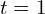 t=1